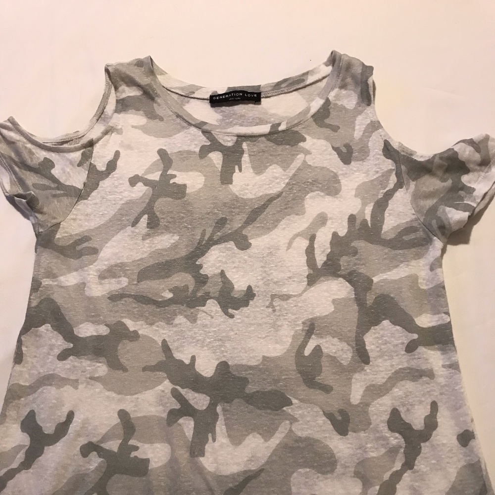 Generation love cold shoulder woven tee
